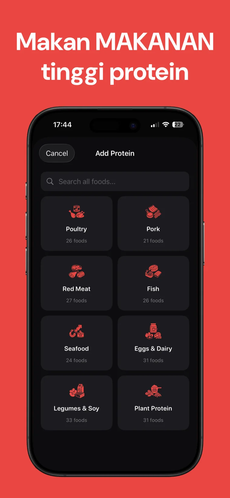 Makan MAKANAN tinggi protein — Protein Tracker memaparkan kalendar mingguan yang menjejak hari-hari anda mencapai sasaran protein